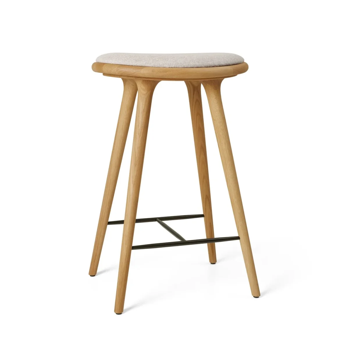 High Stool, olieret eg, Kvadrat Clay 0012, 69 cm lav barstol fra Mater - Billede 2