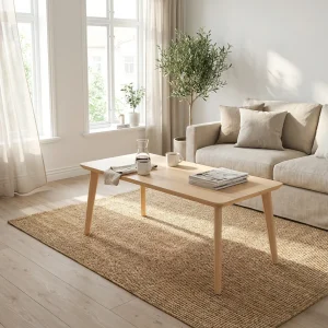 CT 10 - Sofabord i massiv bøg med rektangulær form og størrelse 140 x 80 cm Højde 45 cm Sæbebehandlet