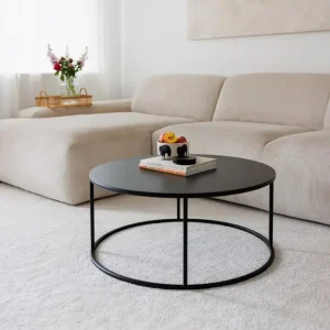 Vesina rundt metal sofabord - sort