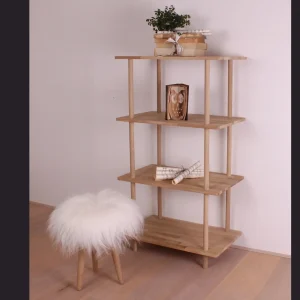 Loop - Reol med fire hylder i massiv eg og bredde 70 cm Ubehandlet